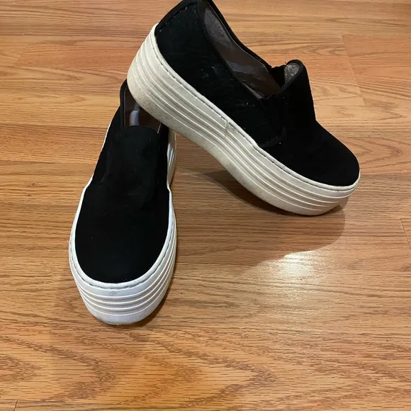 Steve Madden Black Animal Print Slip-On Platform Sneakers