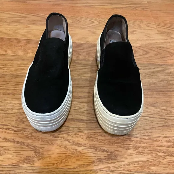 Steve Madden Black Animal Print Slip-On Platform Sneakers