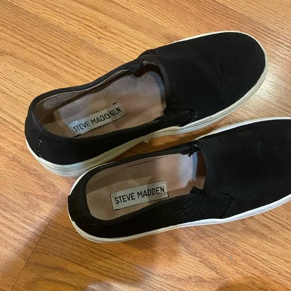 Steve Madden Black Animal Print Slip-On Platform Sneakers