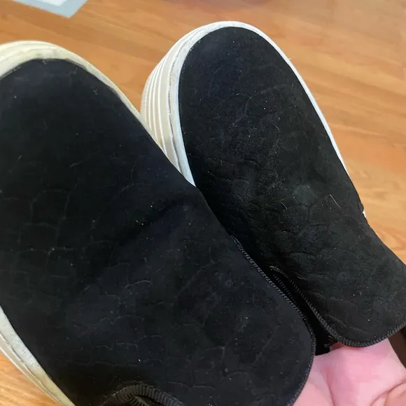 Steve Madden Black Animal Print Slip-On Platform Sneakers
