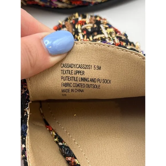 Steve Madden Cassady Loafer Mule In Multicolor Tweed Slip-on Shoes Size 5.5