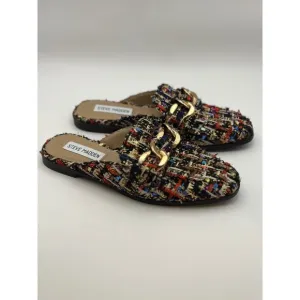 Steve Madden Cassady Loafer Mule In Multicolor Tweed Slip-on Shoes Size 5.5