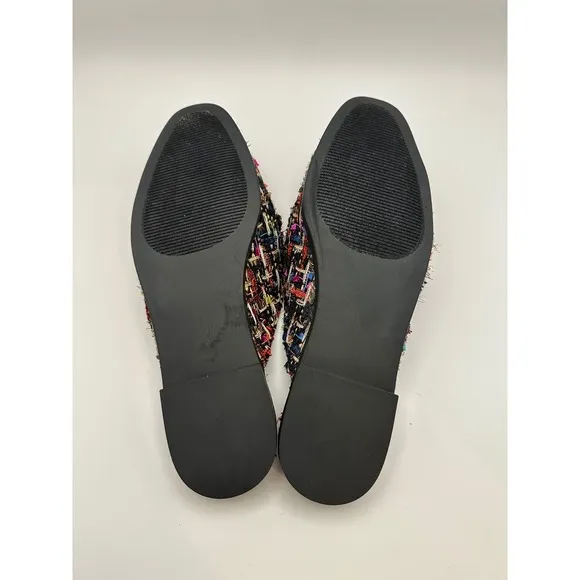 Steve Madden Cassady Loafer Mule In Multicolor Tweed Slip-on Shoes Size 5.5