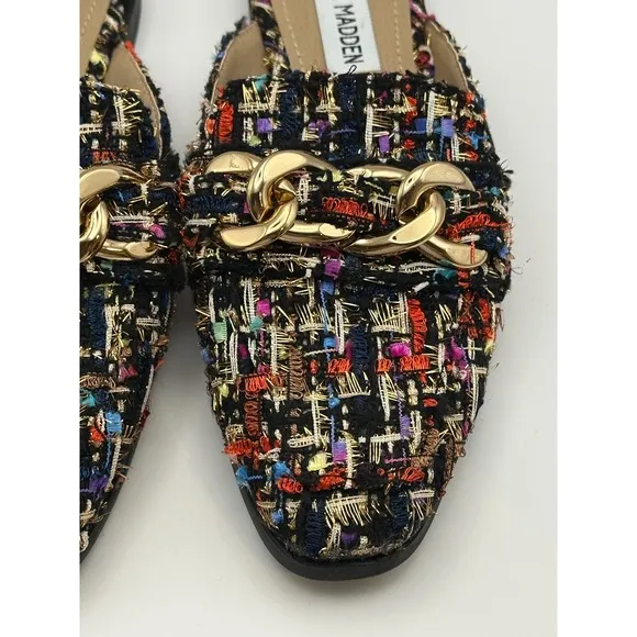 Steve Madden Cassady Loafer Mule In Multicolor Tweed Slip-on Shoes Size 5.5