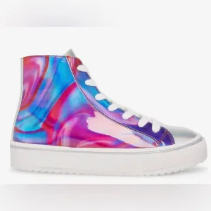 Steve Madden Kids Luvy multi reflective hi top lace up platform sneakers size 5