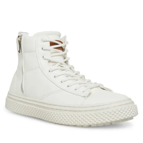 Steve Madden, MEN'S BRINLY FAUX LEATHER HIGH TOP SNEAKERS white, size 9