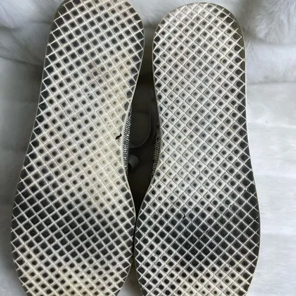 Steve Madden Men’s Icebergg Rhinestones sneakers white leather trims size 10