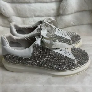 Steve Madden Men’s Icebergg Rhinestones sneakers white leather trims size 10