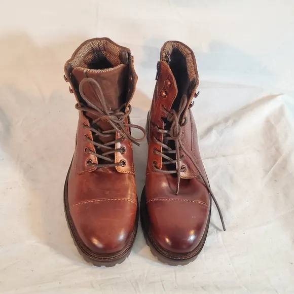 Steve Madden Stelvio Men's Boots Size 8D Brown Leather Buckle Detail New