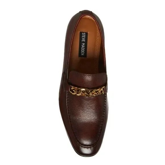 Steve Madden Chiron Mens Dark Brown Leather Slip On Loafer 11.5M