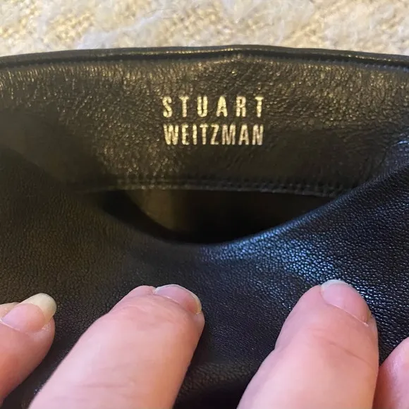 Stuart Weitzman 8 N black slouchy pull on wedge leather boots