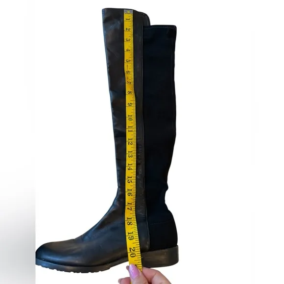 Stuart Weitzman Black 5050 Over-the-Knee Boots | Leather   Stretch Suede