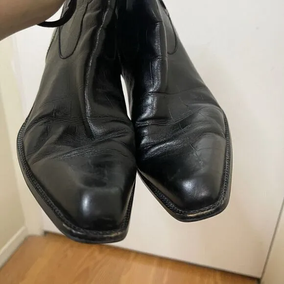 STUART WEITZMAN black crocodile leather western point toe boots size 8W