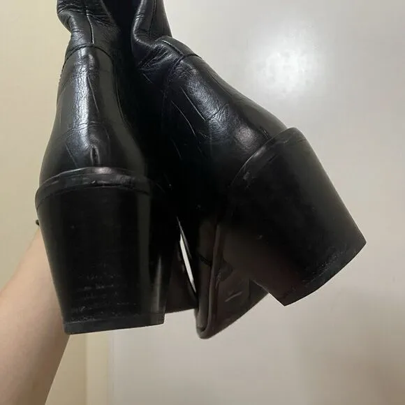 STUART WEITZMAN black crocodile leather western point toe boots size 8W