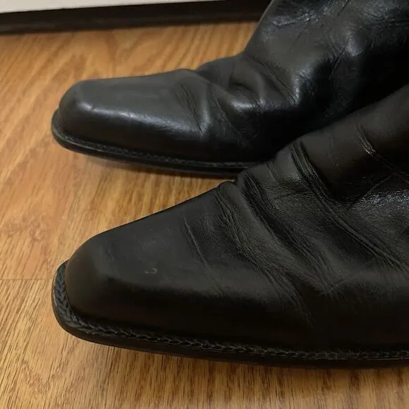 STUART WEITZMAN black crocodile leather western point toe boots size 8W