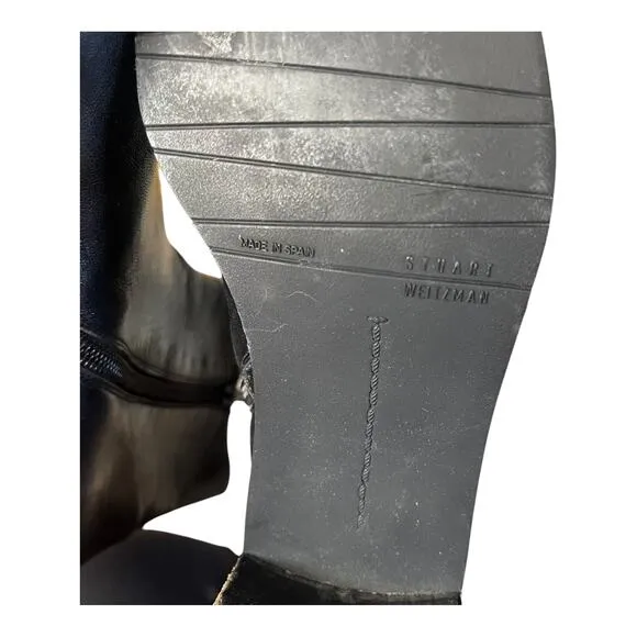 Stuart Weitzman Black Leather Ankle Boots Booties Size 8 NARROW