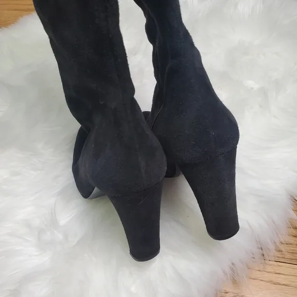 Stuart Weitzman Black Suede Knee-High Boots, Size 9.5