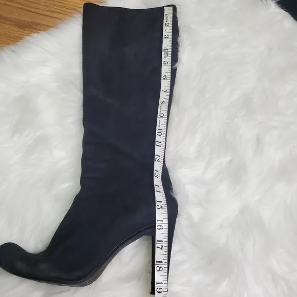 Stuart Weitzman Black Suede Knee-High Boots, Size 9.5
