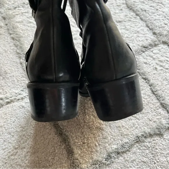 Stuart Weitzman boots Ranch Dressing Moto Ankle combat Boots black leather 7
