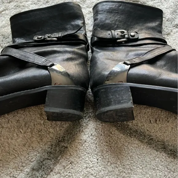 Stuart Weitzman boots Ranch Dressing Moto Ankle combat Boots black leather 7