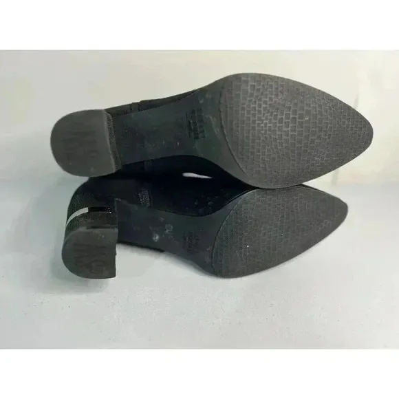Stuart Weitzman Boots Shorty Lizard Trim Ankle Booties Shoes 7.5 Black Silver