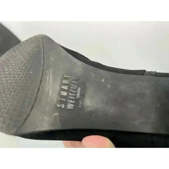 Stuart Weitzman Boots Shorty Lizard Trim Ankle Booties Shoes 7.5 Black Silver