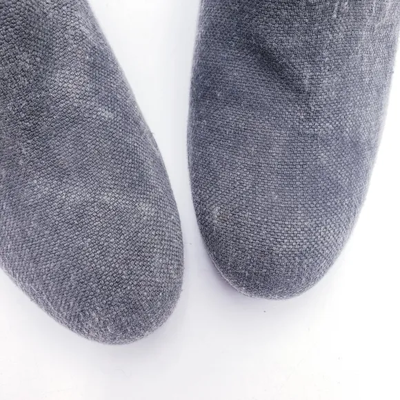Stuart Weitzman Wedge Pump Shoes Gray Canvas Slip On Women's Size 7.5