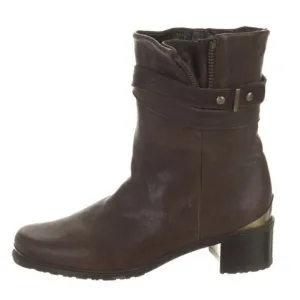Stuart Weitzman Women’s Brown Slam Dunk‎ Low Shaft Leather Moto Boots Sz 6 $485