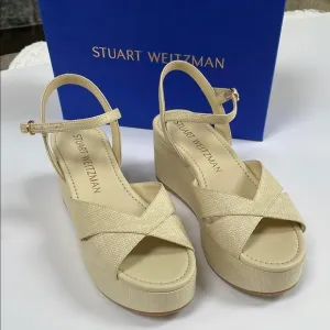 Stuart Weitzman Women's Cream Wedge Sandals