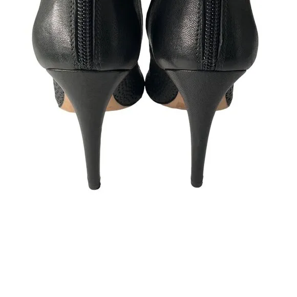 Stuart Weitzman Womens Open Toe Mesh Stiletto Ankle Boots black leather size 9