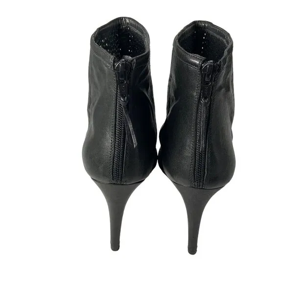 Stuart Weitzman Womens Open Toe Mesh Stiletto Ankle Boots black leather size 9