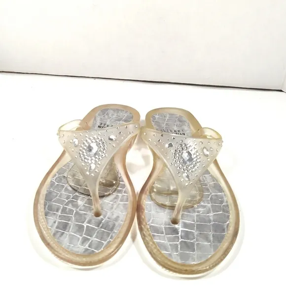 Stuart Weitzman women's rhinestone jelly slippers shoes  Size: 7