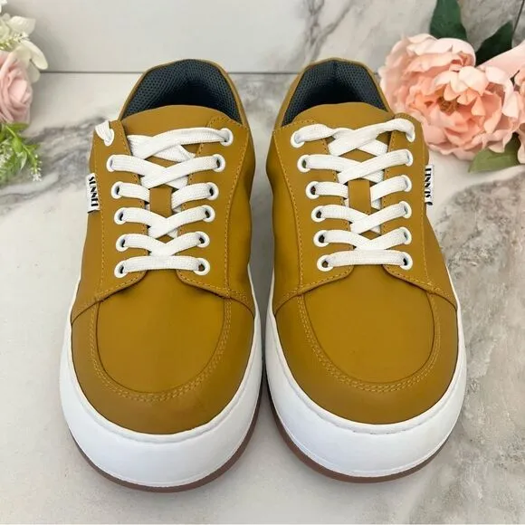 SUNNEI Dreamy Platform Sneakers in Ocher Leather Size 8 NEW