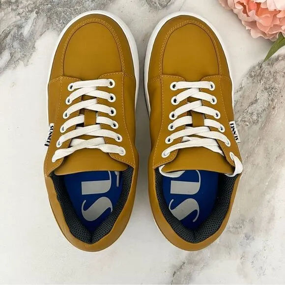 SUNNEI Dreamy Platform Sneakers in Ocher Leather Size 8 NEW