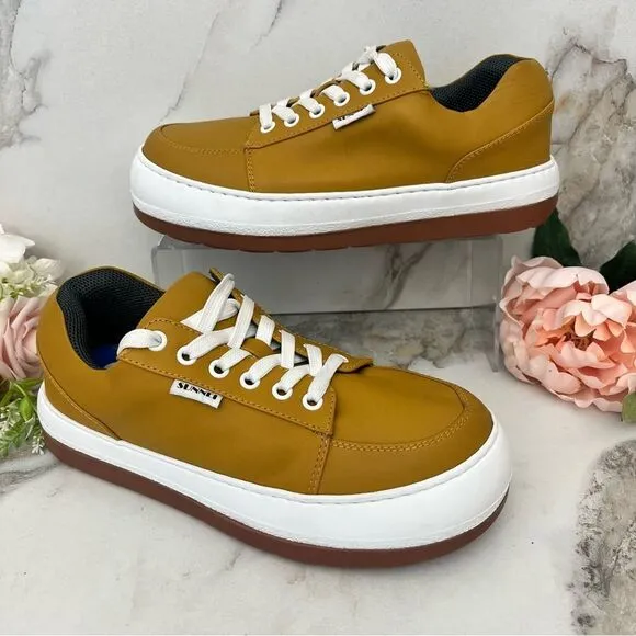 SUNNEI Dreamy Platform Sneakers in Ocher Leather Size 8 NEW