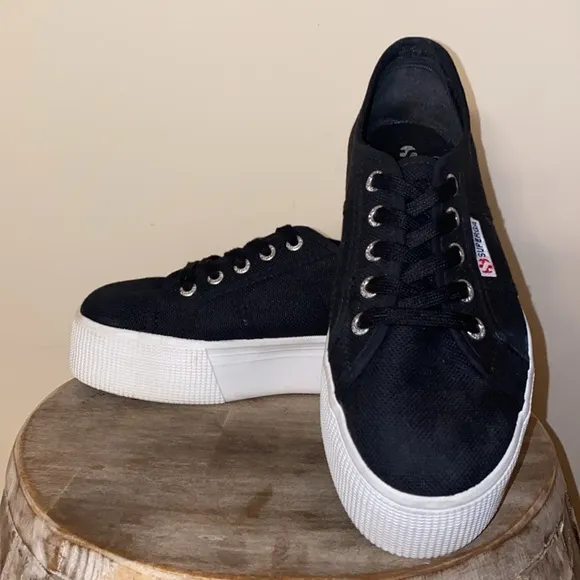 Superga 2740 Platform Sneakers in Black Size 6.5