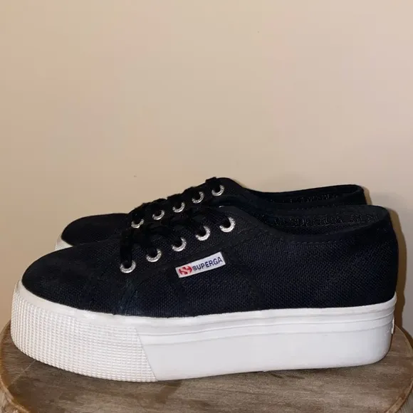Superga 2740 Platform Sneakers in Black Size 6.5