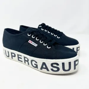 Superga 2790 Women's Black Canvas Outsole Lettering Platform Sneakers 9 (40)