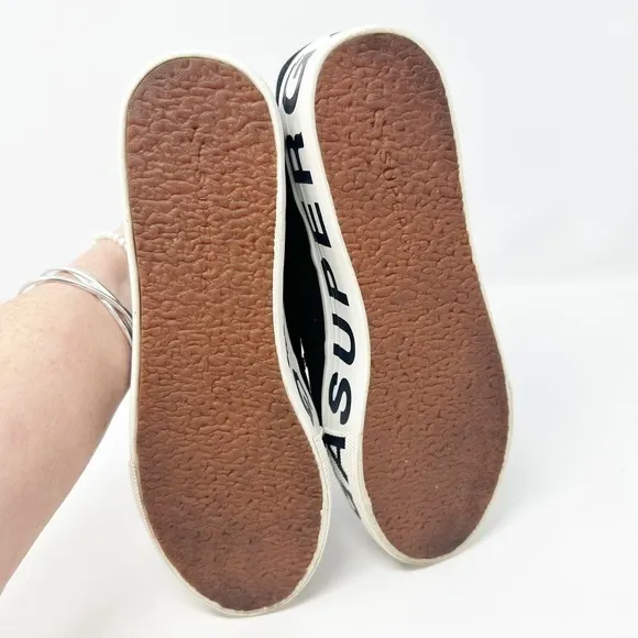 Superga 2790 Women's Black Canvas Outsole Lettering Platform Sneakers 9 (40)