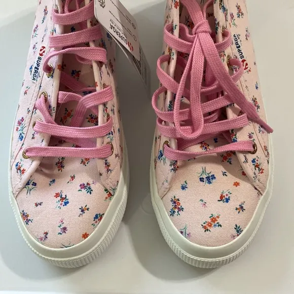 Superga 2795 floral pink multi print high top sneakers size EU 38 or size US 7.5