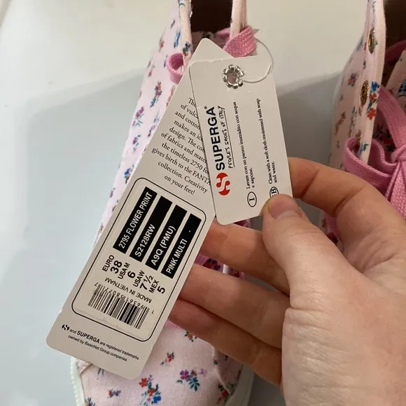 Superga 2795 floral pink multi print high top sneakers size EU 38 or size US 7.5