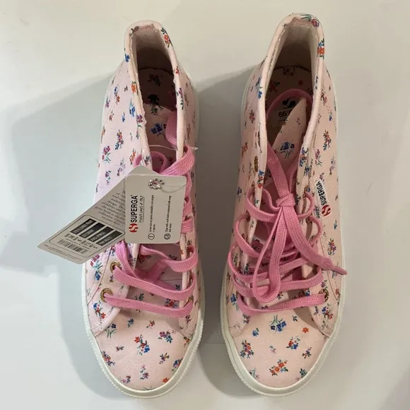 Superga 2795 floral pink multi print high top sneakers size EU 38 or size US 7.5
