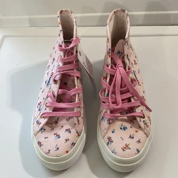 Superga 2795 floral pink multi print high top sneakers size EU 38 or size US 7.5