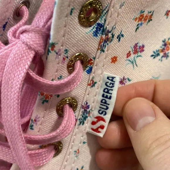 Superga 2795 floral pink multi print high top sneakers size EU 38 or size US 7.5