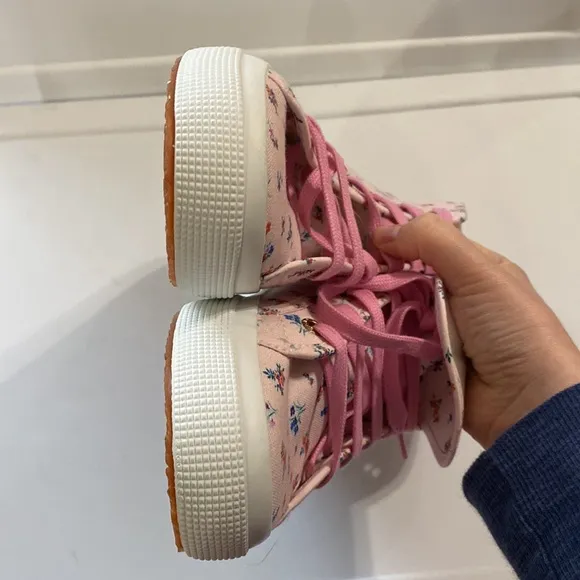 Superga 2795 floral pink multi print high top sneakers size EU 38 or size US 7.5