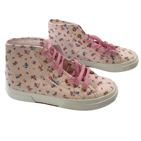 Superga 2795 floral pink multi print high top sneakers size EU 38 or size US 7.5