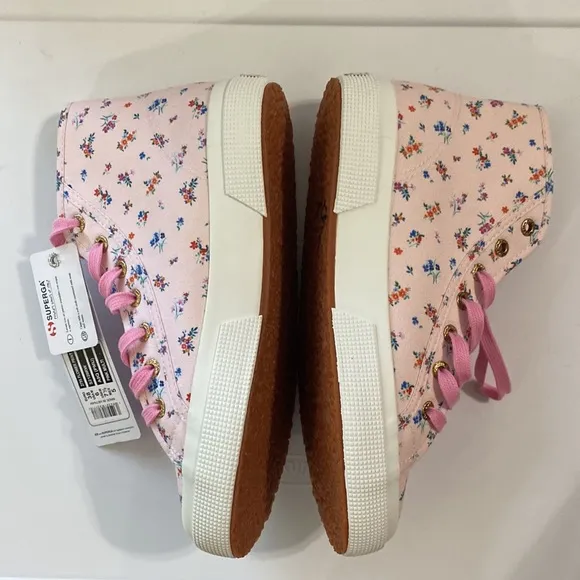 Superga 2795 floral pink multi print high top sneakers size EU 38 or size US 7.5