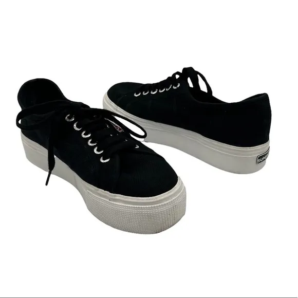 Superga Black Platform Sneakers Size 7 Women's