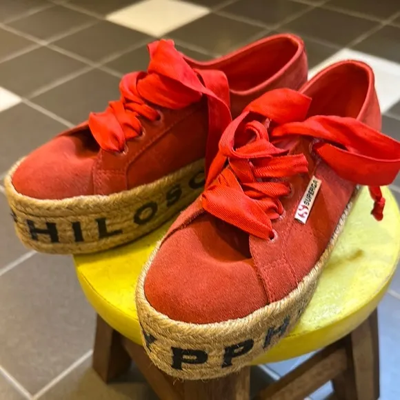 Superga by Philosophy, size 37 Women's Red Platform Sneakers, new, never worn