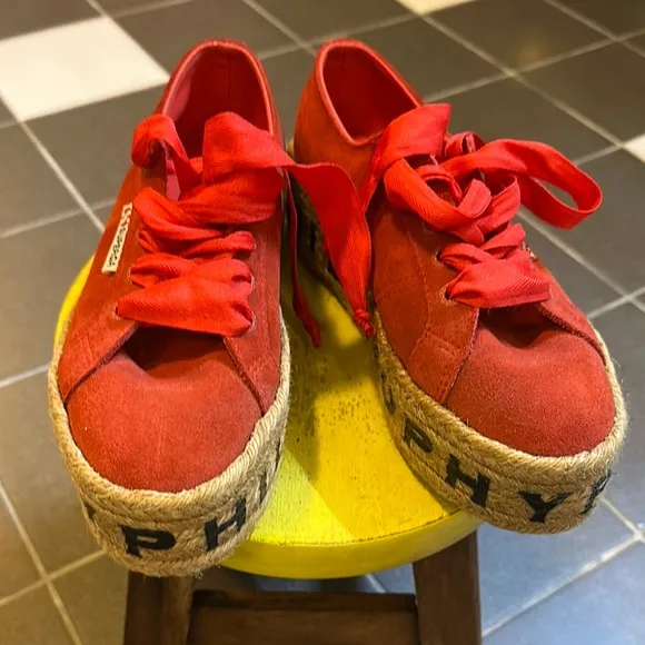 Superga by Philosophy, size 37 Women's Red Platform Sneakers, new, never worn